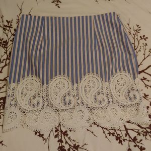 Striped skirt blue white orange paisley